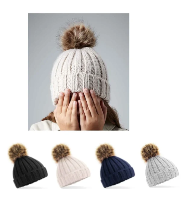 Beechfield BB412B Junior Fur Pom Pom Beanie